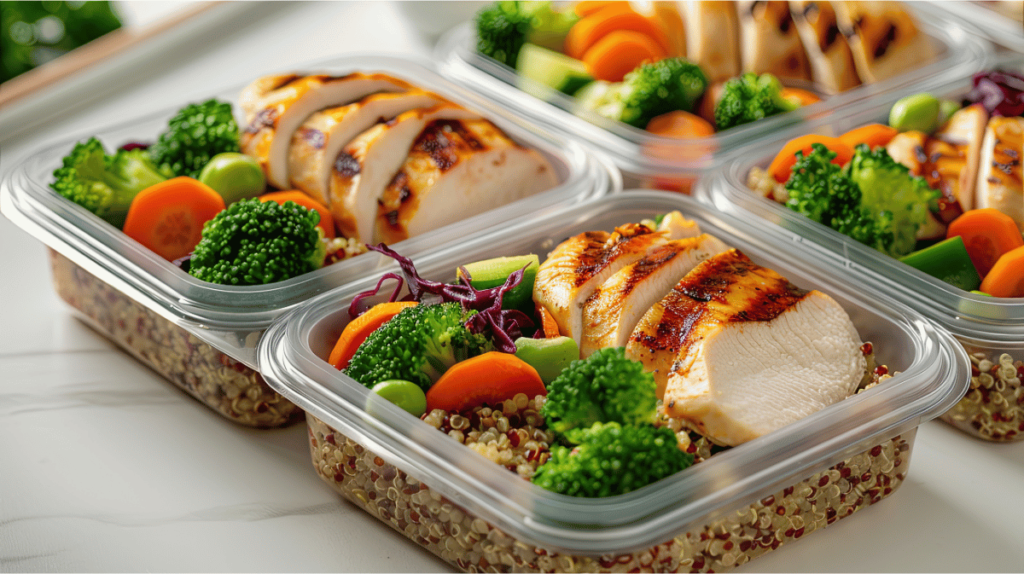 Meal prep with nutritious food
