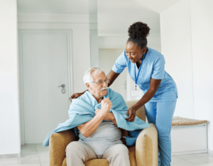A caretaker with an elderly gentleman